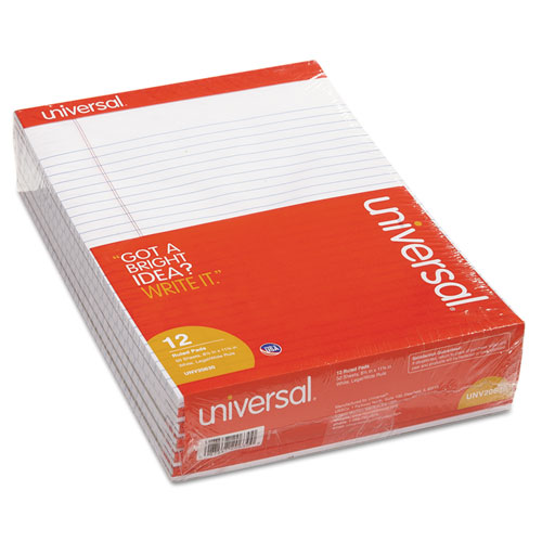 Universal® Perforated Edge Writing Pad, Legal Ruled, Letter, White, 50 Sheet, Dozen