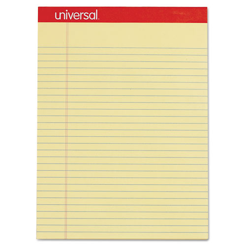 Perforated Ruled Writing Pads, Wide/Legal Rule, Red Headband, 50 Canary-Yellow 8.5 x 11.75 Sheets, Dozen