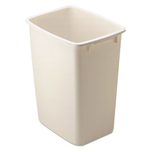 Open-Top Wastebasket, Rectangular, Plastic, 9 Gal, Bisque, 6/carton