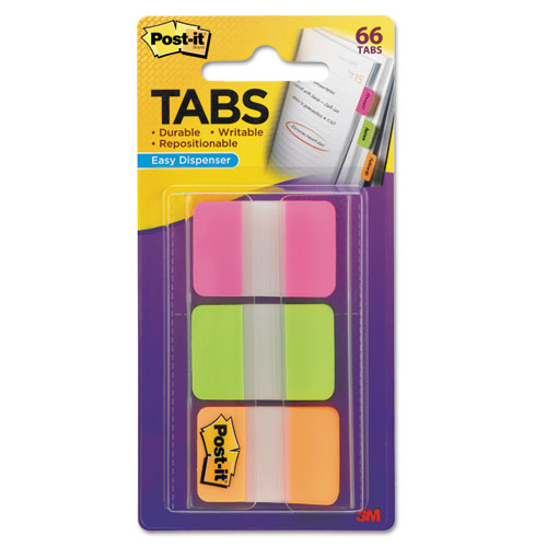 1" Tabs, 1/5-Cut Tabs, Assorted Brights, 1" Wide, 66/Pack