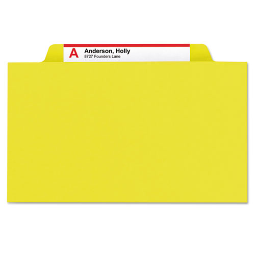 Six-Section Pressboard Top Tab Classification Folders with SafeSHIELD Fasteners, 2 Dividers, Letter Size, Yellow, 10/Box