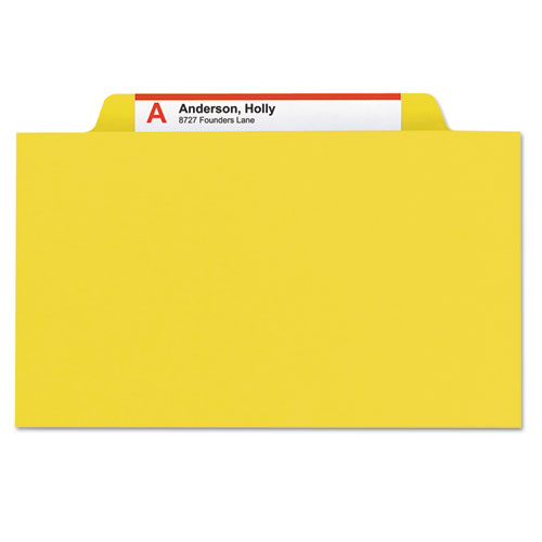 Four-Section Pressboard Top Tab Classification Folders with SafeSHIELD Fasteners, 1 Divider, Letter Size, Yellow, 10/Box