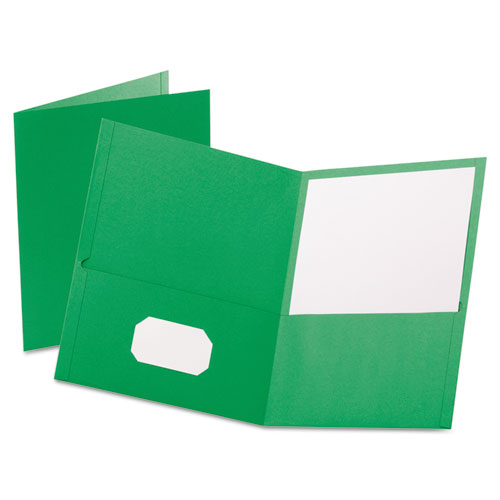 Twin-Pocket Folder, Embossed Leather Grain Paper, Light Green, 25/box