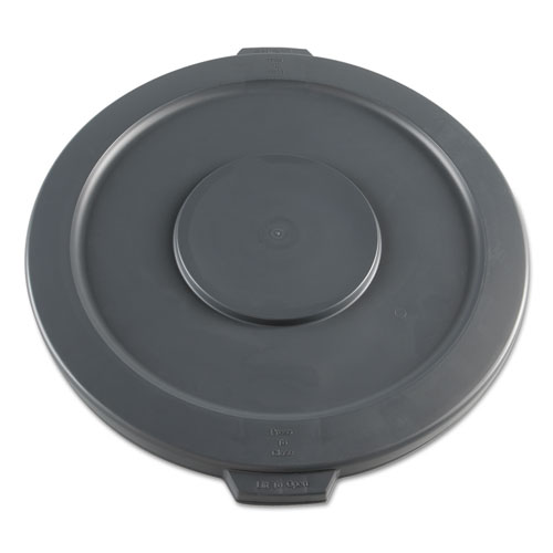 Lids for 32 gal Waste Receptacle, Flat-Top, Round, Plastic, Gray
