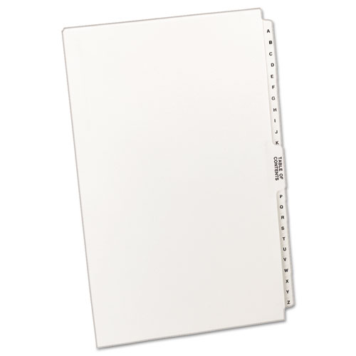 Preprinted Legal Exhibit Side Tab Index Dividers, Avery Style, 27-Tab, A to Z, 14 x 8.5, White, 1 Set | by Plexsupply