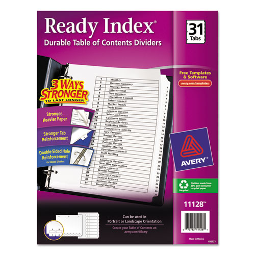 Avery® Ready Index Customizable Table of Contents Black & White ...