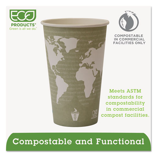 Image of World Art Renewable and Compostable Hot Cups, 16 oz, 50/Pack, 20 Packs/Carton