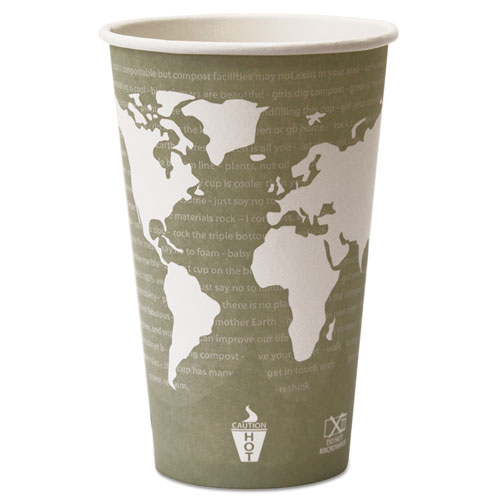 Image of World Art Renewable and Compostable Hot Cups, 16 oz, 50/Pack, 20 Packs/Carton