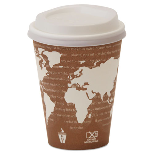 EcoLid 25% Recycled Content Hot Cup Lid, White, Fits 8 oz Hot Cups, 100/Pack, 10 Packs/Carton