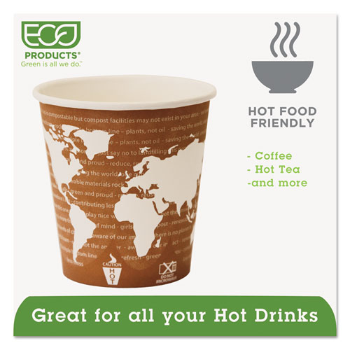 Image of Eco-Products® World Art Renewable And Compostable Hot Cups, 10 Oz, 50/Pack, 20 Packs/Carton
