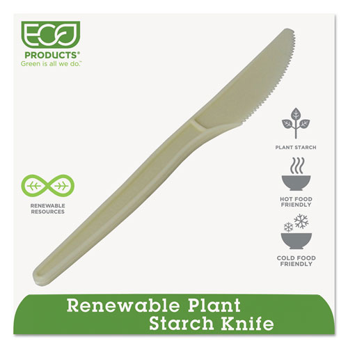 EcoSense Renewable Plant Starch Cutlery, Knife, 7", 50/Pack