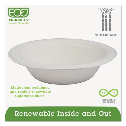 Image of Eco-Products® Renewable Sugarcane Bowls, 12 Oz, Natural White, 50/Pack, 20 Packs/Carton