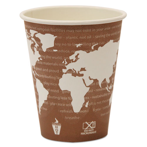 Image of Eco-Products® World Art Renewable And Compostable Hot Cups, 8 Oz, 50/Pack, 20 Packs/Carton