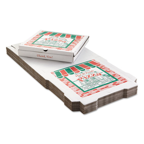 Corrugated Storefront Pizza Boxes 20 X 20 White Red Green 25 Carton