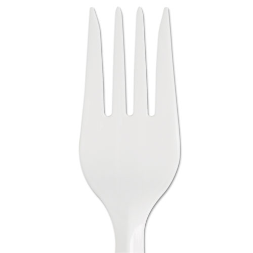 Image of SmartStock Plastic Cutlery Refill, Fork, 5.8", Series-B Mediumweight, White, 40/Pack, 24 Packs/Carton