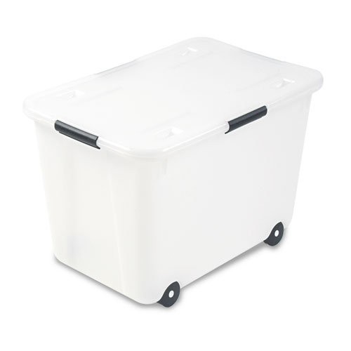 Advantus Rolling 15-Gal. Storage Box, Letter/Legal Files, 23.75" X 15.75" X 15.75", Clear