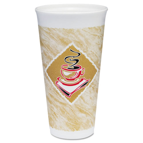 Image of Cafe G Foam Hot/Cold Cups, 20 oz, Brown/Red/White, 500/Carton