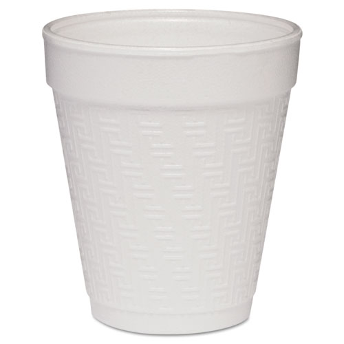 Small Foam Drink Cup, 8 oz, White with Greek Key Design,  25/Bag, 40 Bags/Carton
