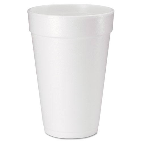 Image of Foam Drink Cups, 16 oz, White, 20/Bag, 25 Bags/Carton