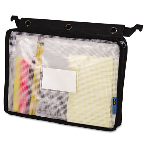 Image of Expanding Zipper Pouch, 13 x 9.25, Black/Clear
