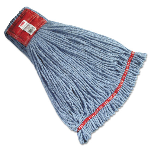 Image of Web Foot Wet Mop Heads, Shrinkless, Cotton/Synthetic, Blue, Large