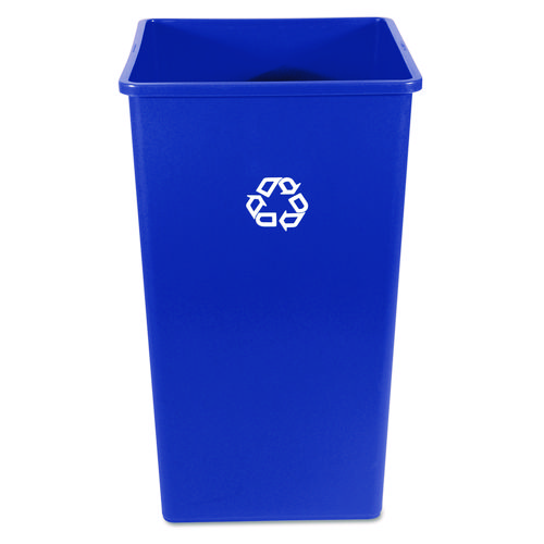 Rubbermaid® Commercial Square Recycling Container, 35 gal, Plastic, Blue