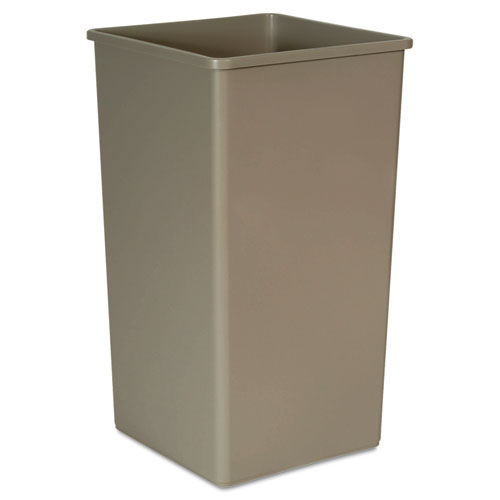 Image of Untouchable Square Waste Receptacle, 50 gal, Plastic, Beige