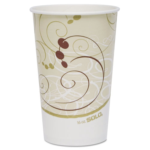 Symphony Design Wax-Coated Paper Cold Cup, 16 oz,  Beige/White, 50/Sleeve, 20 Sleeves/Carton