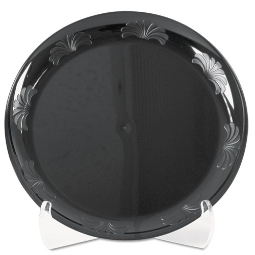 Designerware Plastic Plates, 9 Inches, Black, Round, 10/pack
