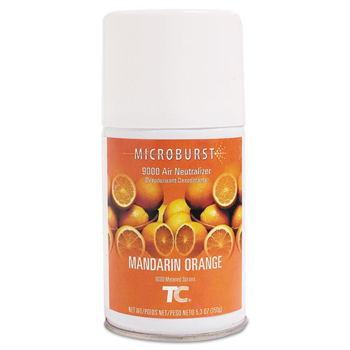 TC Microburst 9000 Air Freshener Refill, Mandarin Orange, 5.3 oz Aerosol Spray, 4/Carton