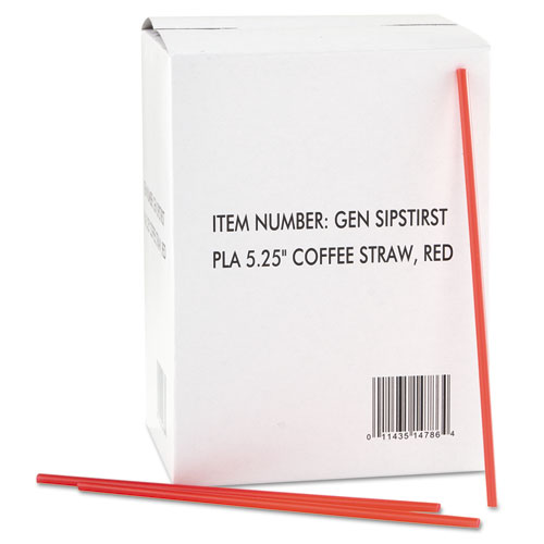 Coffee Stirrer, 5.25", Plastic, Red/White, 1,000/Box, 10 Boxes/Carton