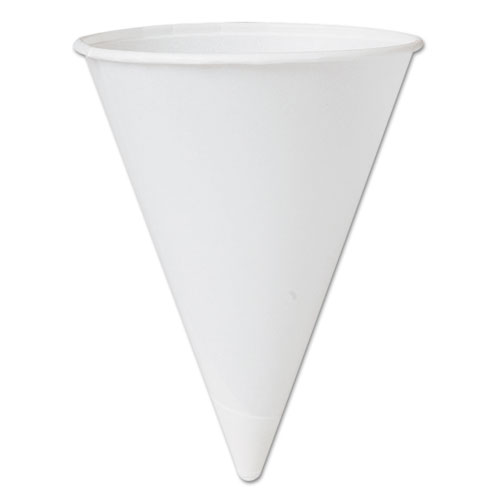 Bare Treated Paper Cone Water Cups, 4.25 oz, White, 200/Bag, 25 Bags/Carton