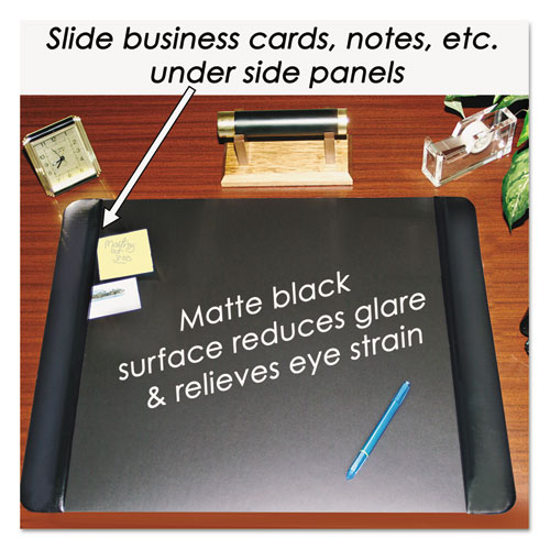 Image of Executive Desk Pad with Antimicrobial Protection, Leather-Like Side Panels, 36 x 20, Black