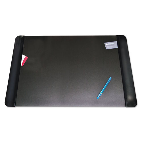 Image of Executive Desk Pad with Antimicrobial Protection, Leather-Like Side Panels, 36 x 20, Black