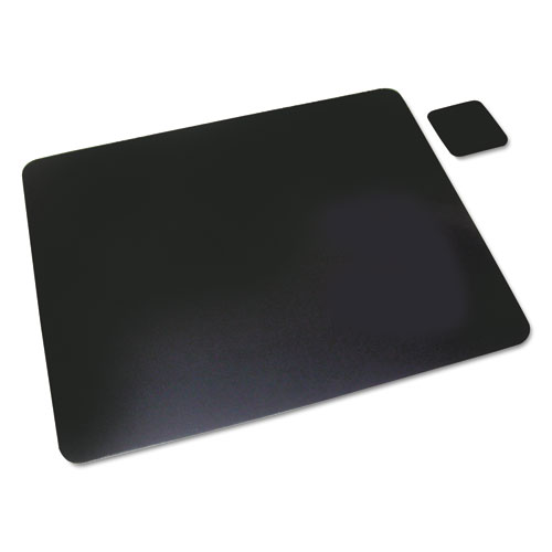 Leather Desk Pad w/Coaster, 20 x 36, Black | by Plexsupply
