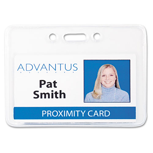 Image of Proximity ID Badge Holders, Horizontal, Clear 3.75" x 3" Holder, 3.5" x 2.25" Insert, 50/Pack