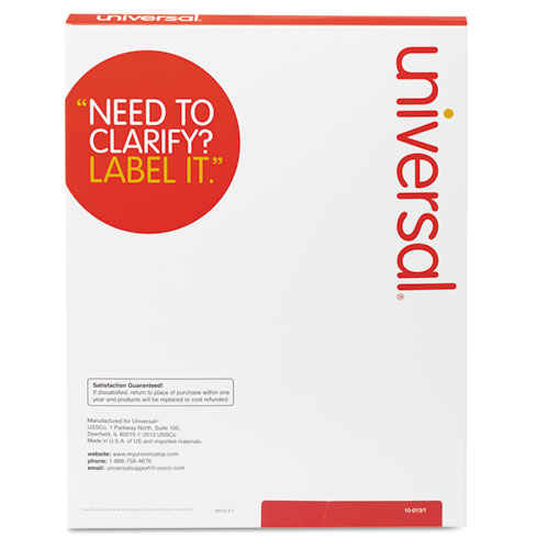 Image of Universal® White Labels, Inkjet/Laser Printers, 1.33 X 4, White, 14/Sheet, 100 Sheets/Box