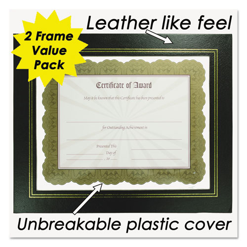 Image of Leatherette Document Frame, 8.5 x 11, Black, Pack of Two