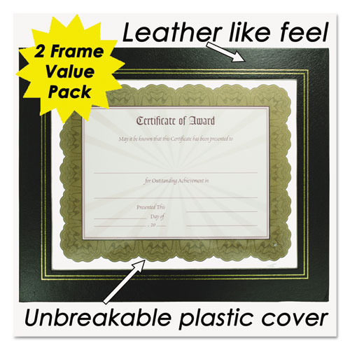 Leatherette Document Frame, 8-1/2 X 11, Black, Pack Of Two