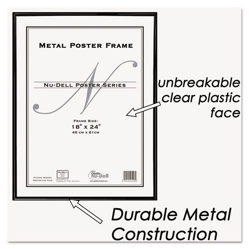 Image of Metal Poster Frame, Plastic Face, 18 x 24, Black