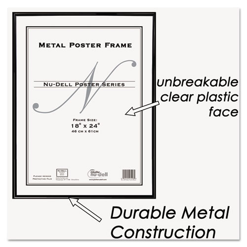 Metal Poster Frame, Plastic Face, 18 X 24, Black