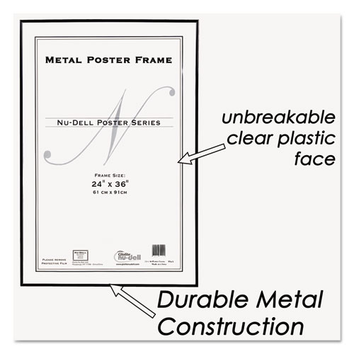 Image of Metal Poster Frame, Plastic Face, 24 x 36, Black
