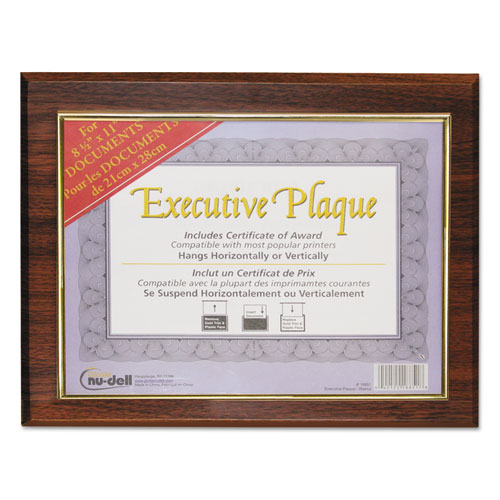 Executive Plaque, Plastic, 13 X 10-1/2, Walnut
