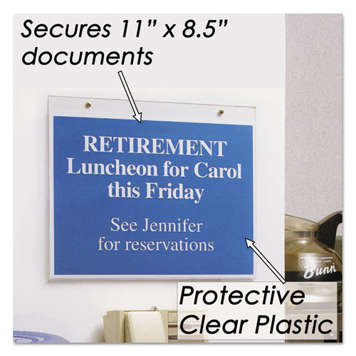 Clear Plastic Horizontal-Orientation Wall Sign Holder with Mounting Screws, Quick-Change Insert System, 11 x 8.5 Insert