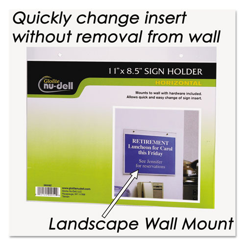 Image of Nudell™ Clear Plastic Sign Holder, Wall Mount, 11 X 8.5