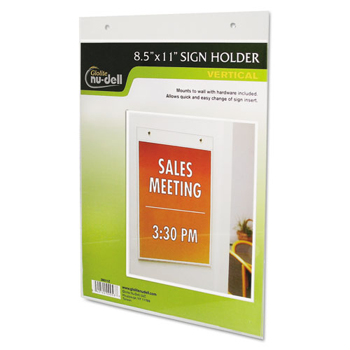 Image of Nudell™ Clear Plastic Sign Holder, Wall Mount, 8.5 X 11