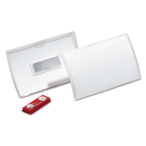 Image of Durable® Click-Fold Convex Name Badge Holder, Double Magnets, 3 3/4 X 2 1/4, Clear, 10/Pk