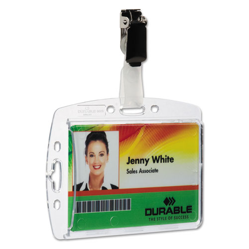 Image of ID/Security Card Holder Set, Vertical/Horizontal, Clip, Clear, 25/Pack