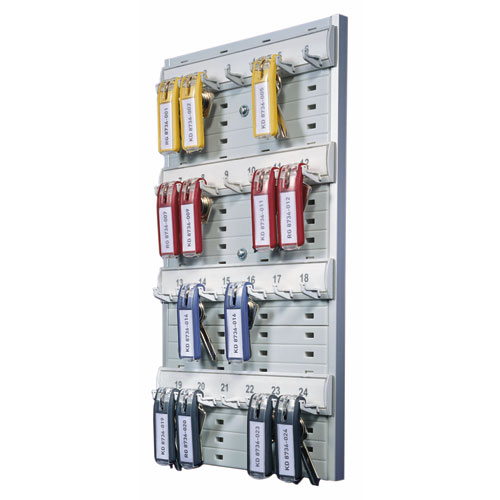Durable® Key Rack, 24-Tag Capacity, 8 3/8" x 1 3/8" x 14 1/8", Gray Plastic