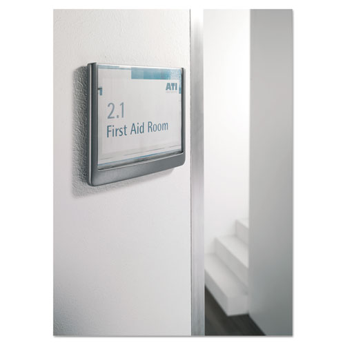 Image of Durable® Click Sign Holder For Interior Walls, 6.75 X 0.63 X 5.13, Gray